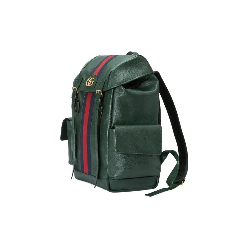 GUCCI Ophidia Leather Backpack Medium Size Men's Green-1