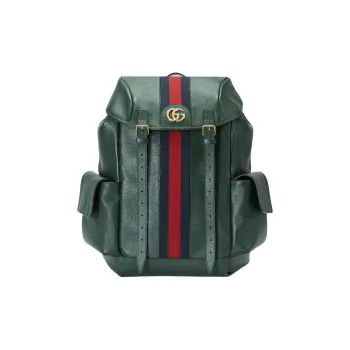 GUCCI Ophidia Leather Backpack Medium Size Men's Green
