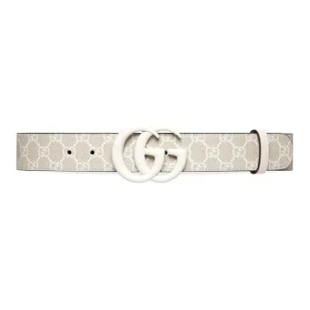 GUCCI Leather Belts Women's Ecru Width 4cm