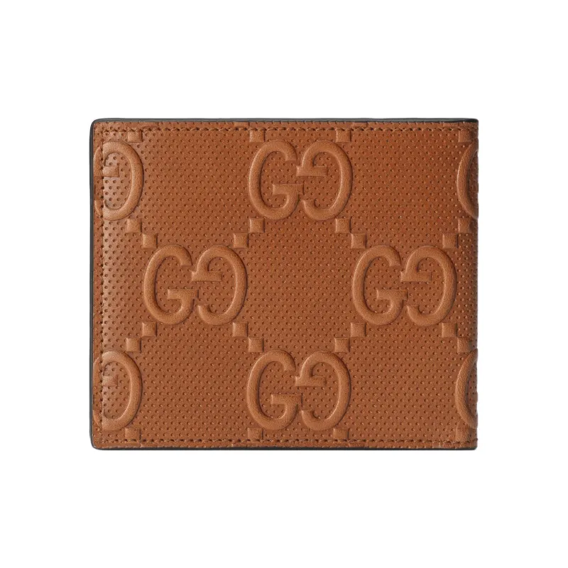 GUCCI Leather Card Holder Wallet Men's Brown-2