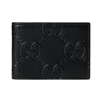 GUCCI Leather Card Holder Wallet Men's Black