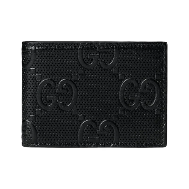 GUCCI Leather Card Holder Wallet Men's Black-0