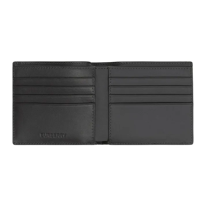 Burberry Plaid With Leather Zero Wallet, Card Holder, Wallet Men's Gray Black-3