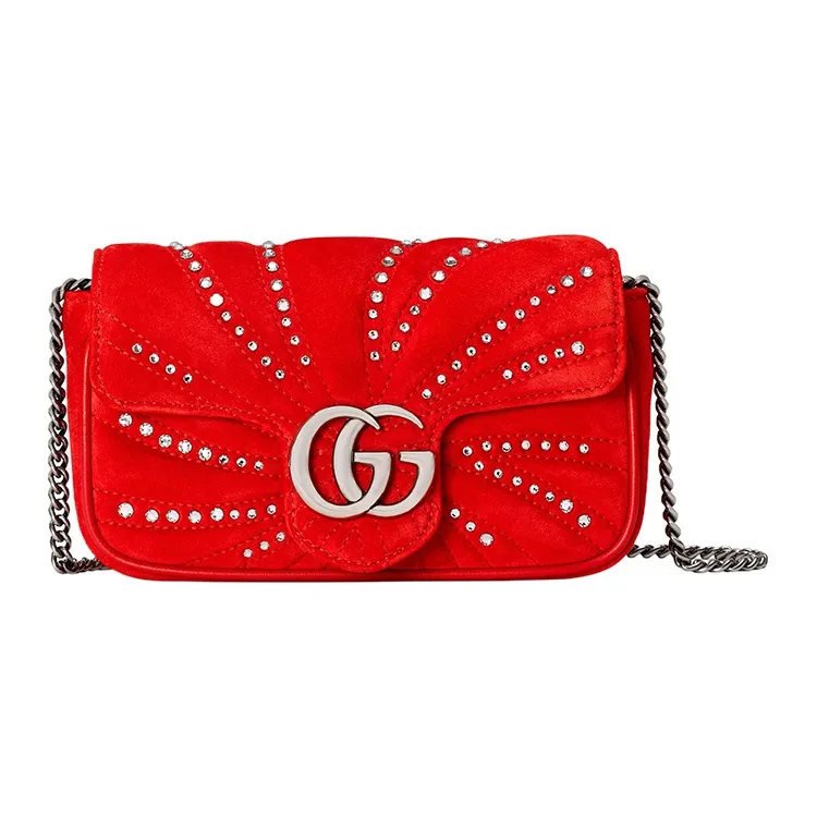 GUCCI GG Marmont Velvet Crossbody Bag Shoulder Bag Extra Mini Women's Red/Black/Purple/Pink-3