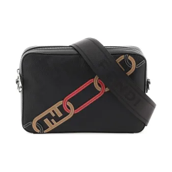 FENDI O'Lock Calfskin Camera Bag, Crossbody Bag, Shoulder Bag Men's Black