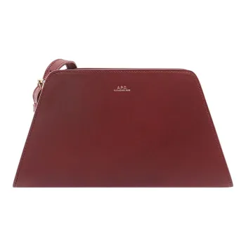 A.P.C Leather Trapezoid Bag, Crossbody Bag, Shoulder Bag Women's Burgundy