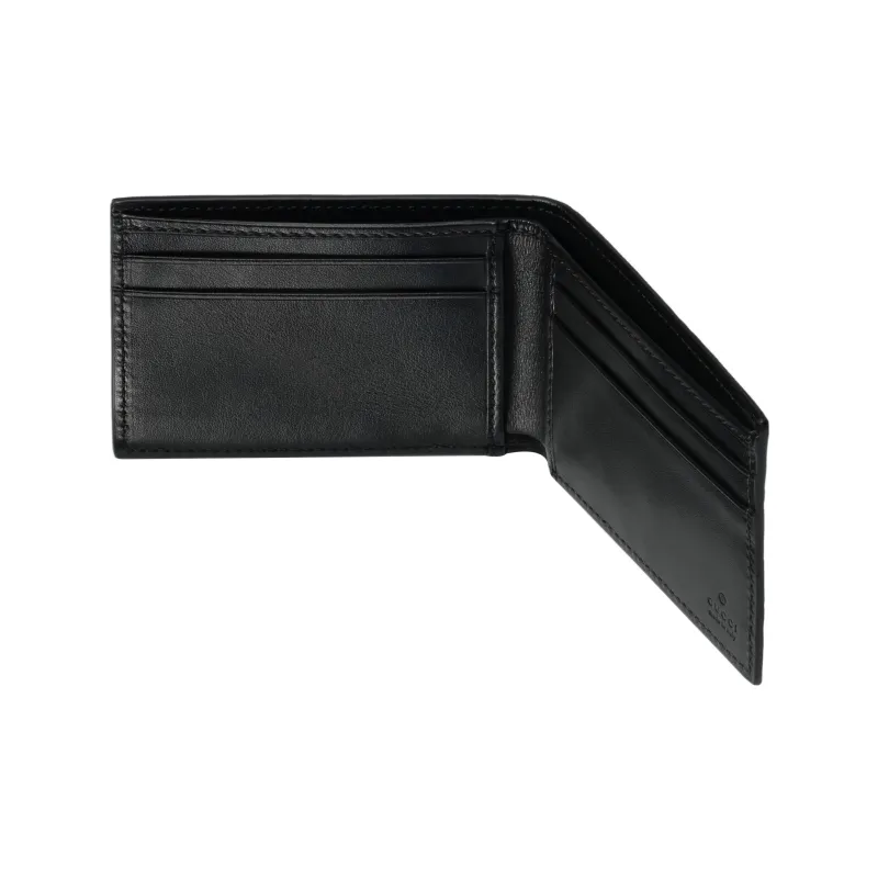 GUCCI Leather Card Holder Wallet Men's Black-4