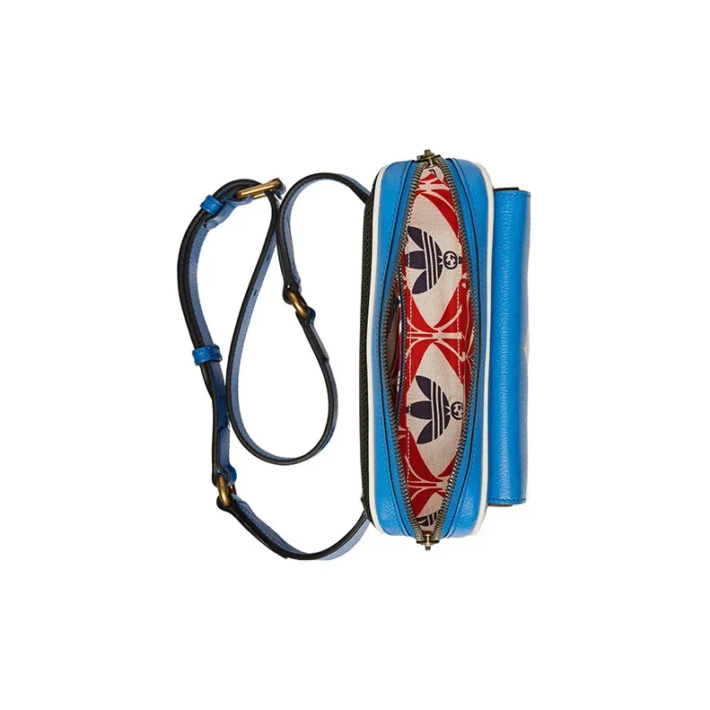 GUCCI Adidas Collaboration Leather Belt Bag One Shoulder Crossbody Fanny Pack Men's Blue/White-6