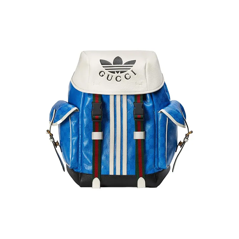 GUCCI Adidas Collaboration Canvas Backpack Regular Men's Blue/White-0