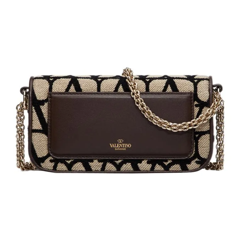 Valentino Locò Calfskin Baguette Bag Shoulder Bag Crossbody Bag Handbags Regular Women's Beige/Black-3