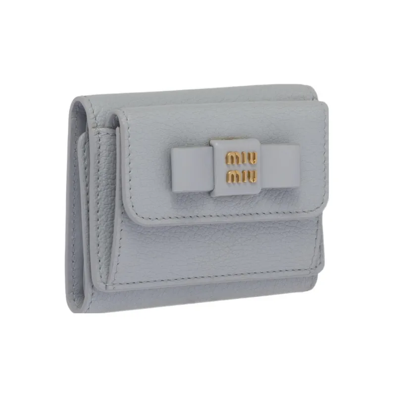 MIU MIU Leather Wallet Small Size Women's Light Blue-2