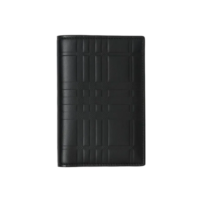 Burberry Leather Passport Clip Card Holder Wallet Regular Men's Black-0