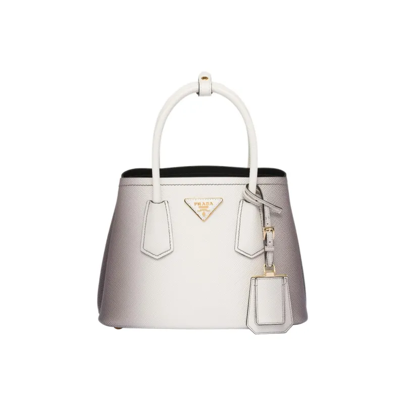 PRADA Leather Tote Bag Shopping Bag Shoulder Bag Crossbody Bag Handbag Mini Women's Gradient White-0