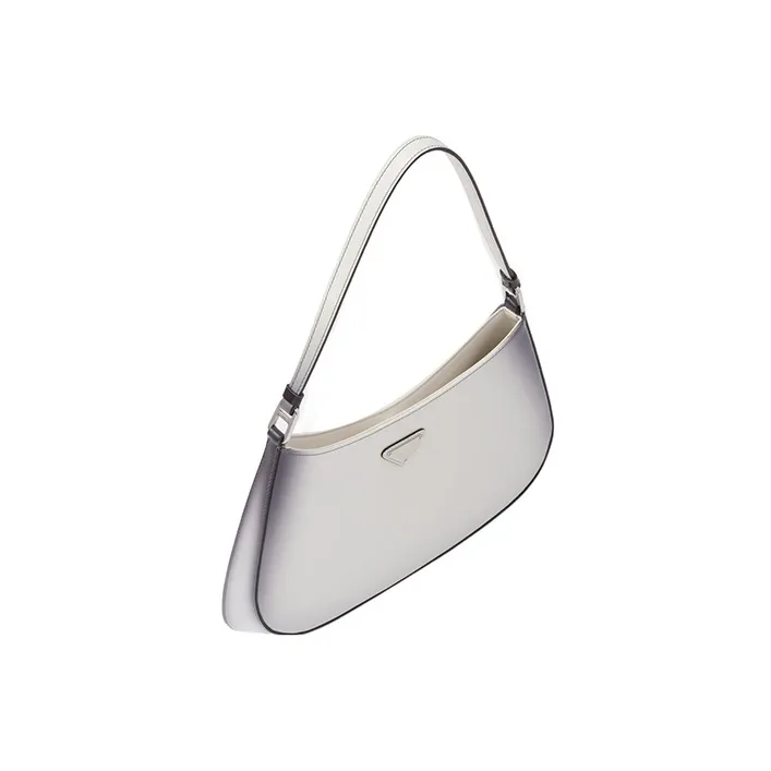 PRADA Cleo Brushed Leather Handbag, Shoulder Bag Women's White Gradient-1
