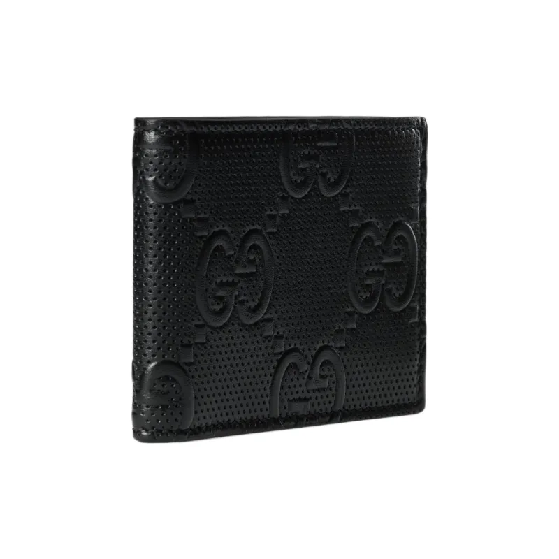 GUCCI Leather Card Holder Wallet Men's Black-1