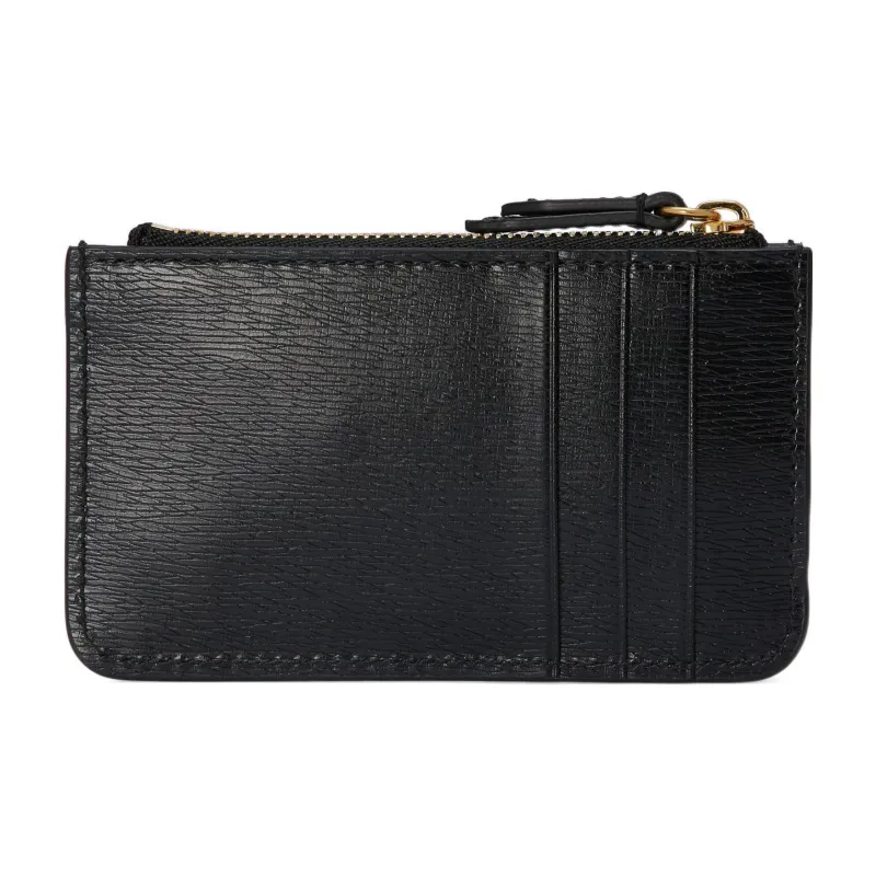 GUCCI Leather Business Card Holder Women's Black/White-2