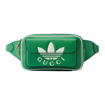 GUCCI Adidas Collaboration Leather Belt Bag, One Shoulder, Crossbody, Fanny Pack Men's Green/White
