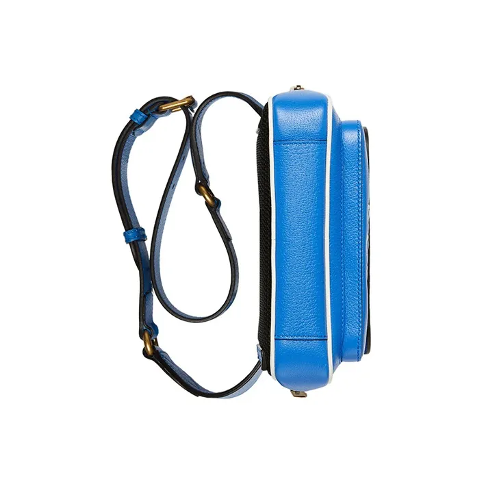 GUCCI Adidas Collaboration Leather Belt Bag One Shoulder Crossbody Fanny Pack Men's Blue/White-4