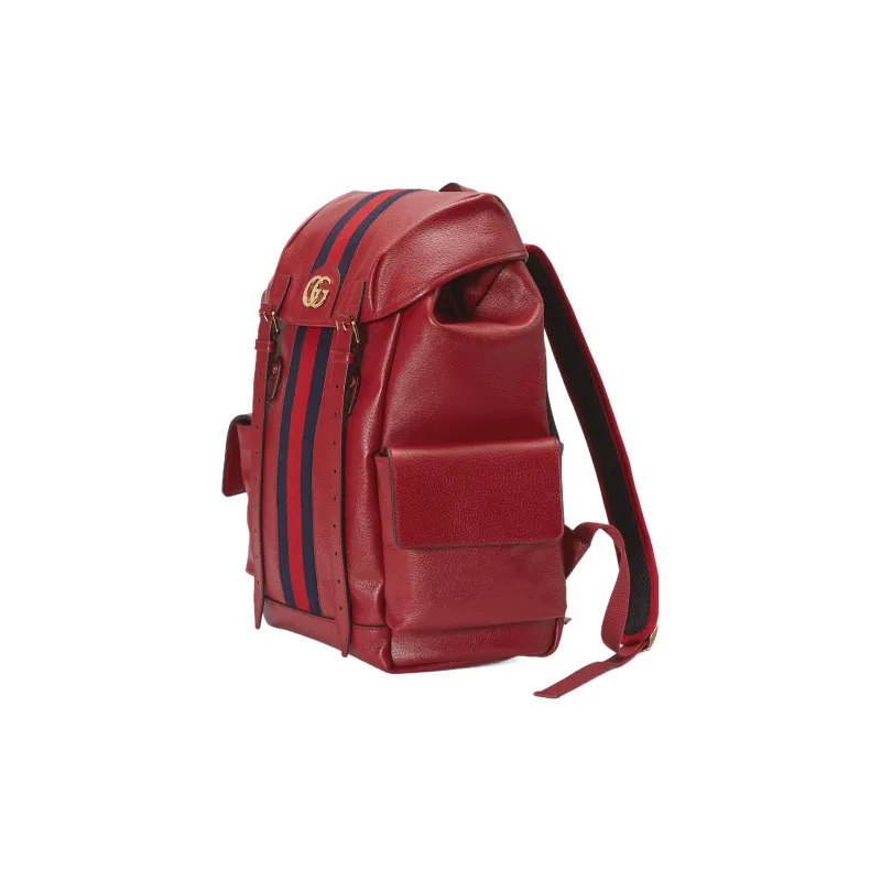 GUCCI Ophidia Leather Backpack Medium Size Men's Red-1