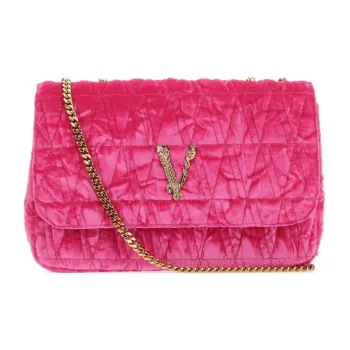 VERSACE Virtus Velvet With Calfskin Crossbody Bag Shoulder Bag Women's Pink
