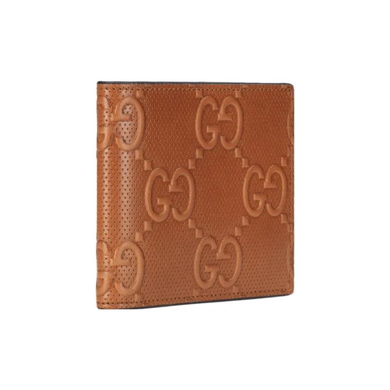 GUCCI Leather Card Holder Wallet Men's Brown-1