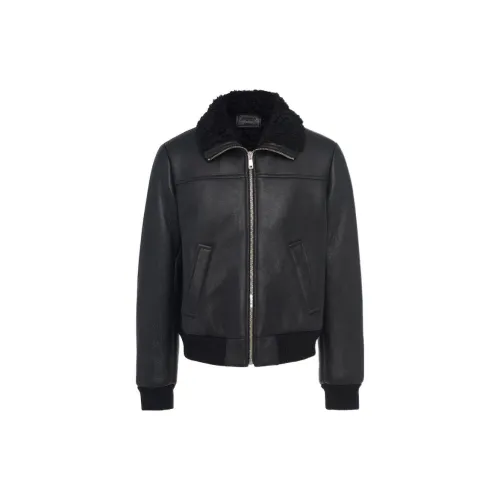 PRADA Leather Jackets Men Black