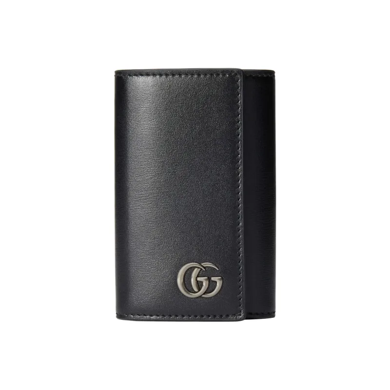 GUCCI GG Marmont Leather Key Pouch Men's Black-0