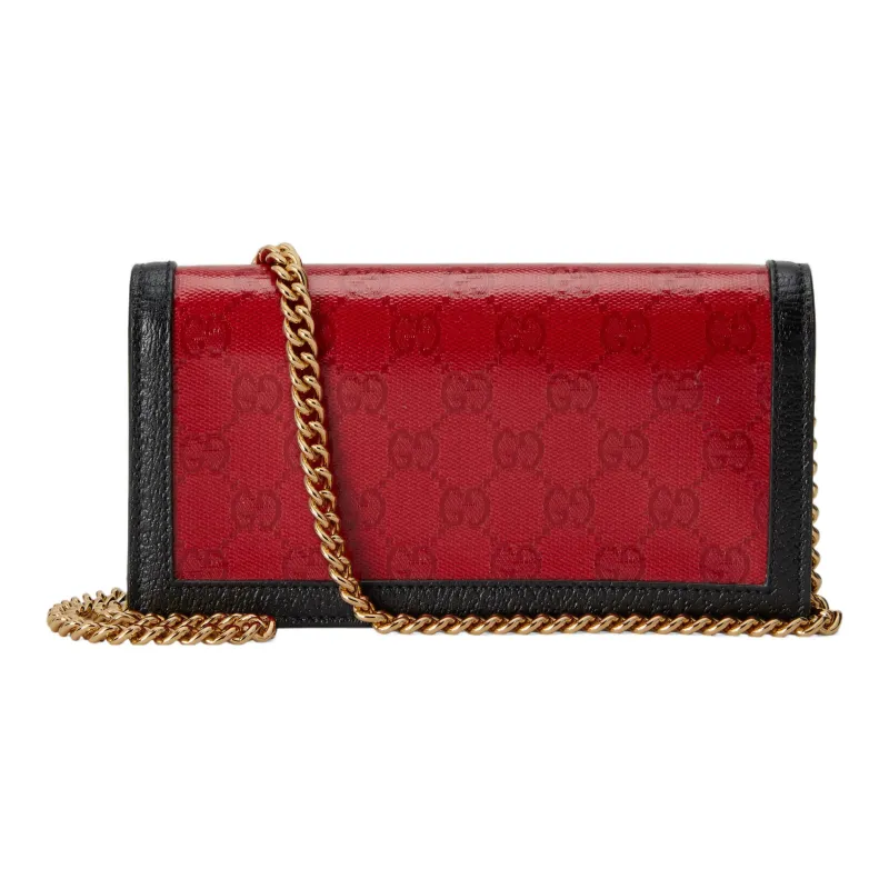 GUCCI Adidas Collaboration Canvas With Leather Shoulder Bag Crossbody Bag Wallet Women's Red/Black-2