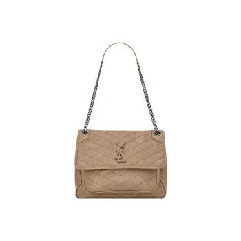 SAINT LAURENT Niki Calfskin Shoulder Bag, Crossbody Bag Medium Size Women's Taupe