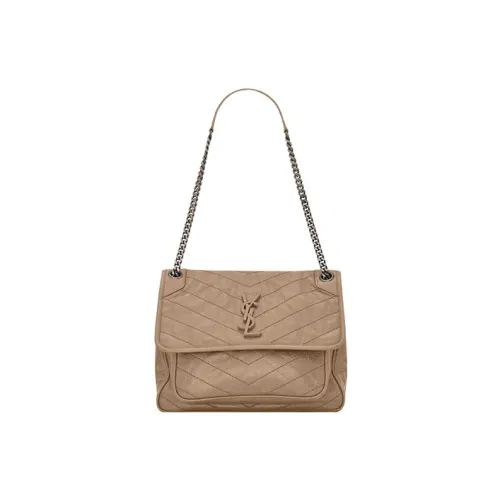 SAINT LAURENT Niki Calfskin Shoulder Bag, Crossbody Bag Medium Size Women's Taupe