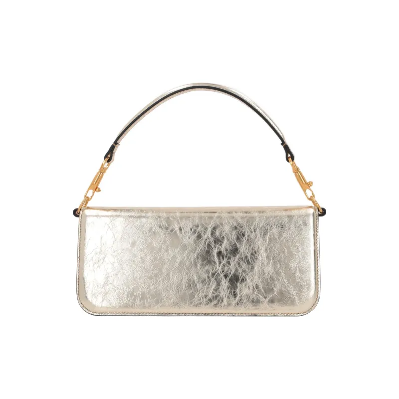 Valentino Locò Calfskin Shoulder Bag Crossbody Bag Handbag Small Size Women's Platinum-1