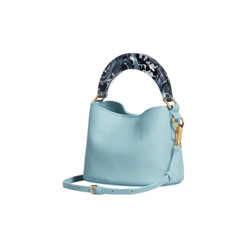 MARNI Venice Calfskin Bucket Bags Shoulder Bag Crossbody Bag Handbag Mini Women's Light Blue-2