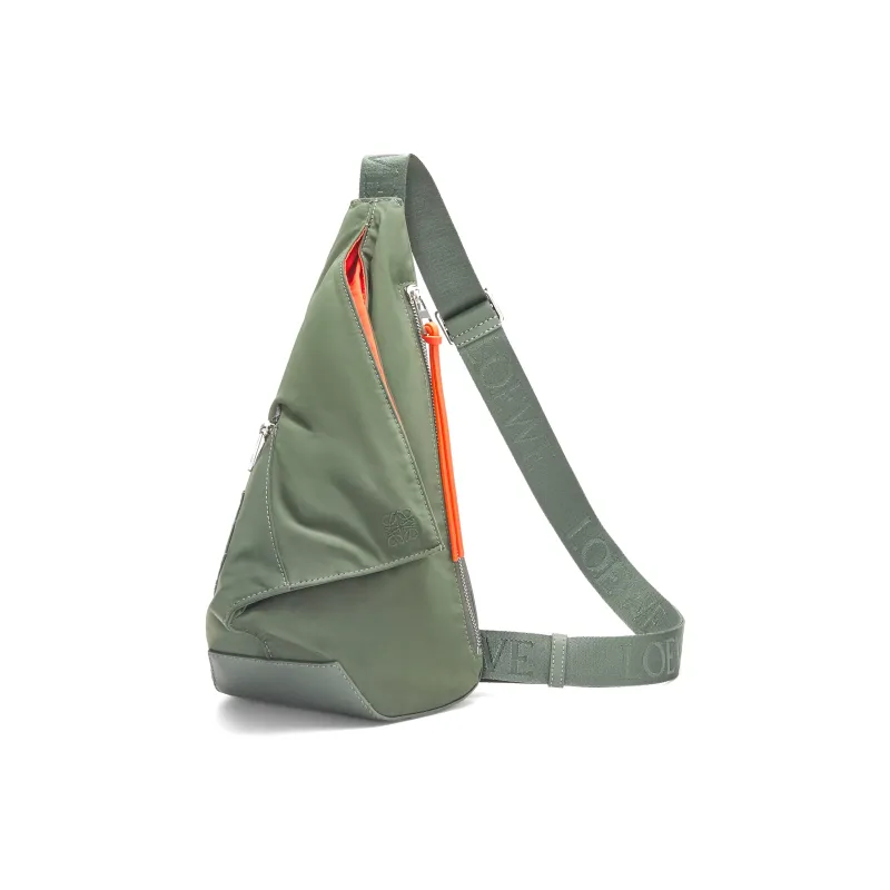 LOEWE Anton Nylon With Calfskin Crossbody Bags Shoulder Bags Men's Khaki Green-1