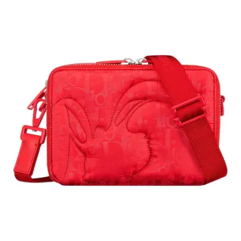 DIOR Leather Crossbody Bag Shoulder Bag Unisex Red