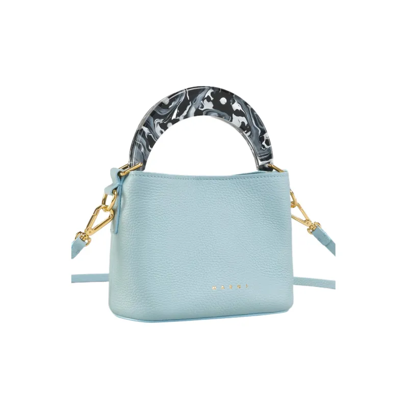 MARNI Venice Calfskin Bucket Bags Shoulder Bag Crossbody Bag Handbag Mini Women's Light Blue-3