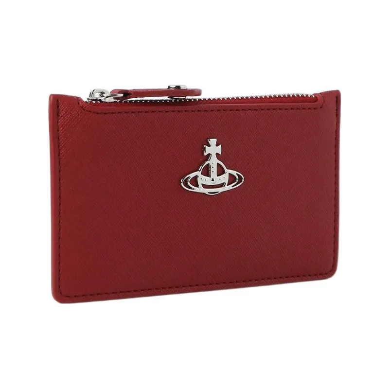 Vivienne Westwood Saffiano PU Polyurethane Card Holder, Wallet Women's Red-1
