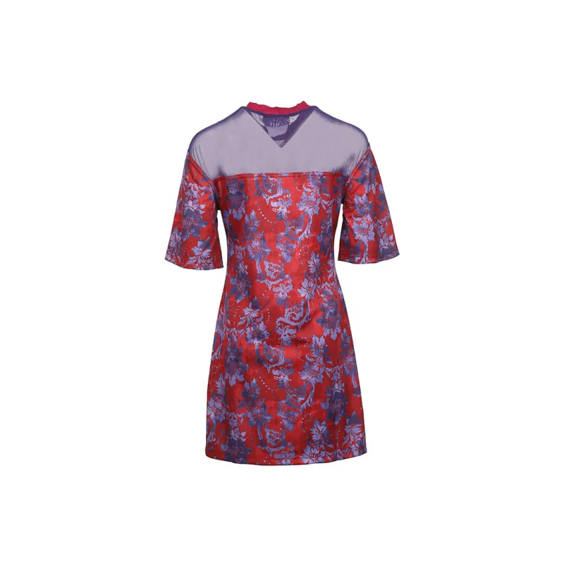 VERSACE JEANS COUTURE FW22 Short Sleeved Dress Women's Dark Red-1