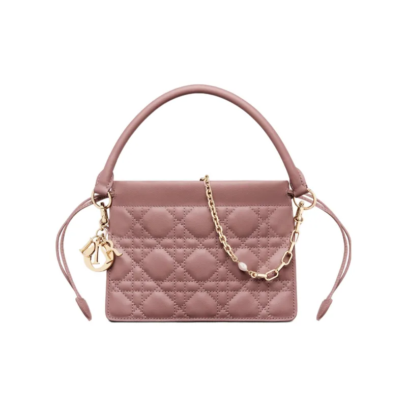 DIOR Lady Dior Sheepskin Handheld Shoulder Bag Crossbody Bag Handbag Mini Women's Pink Peony-0