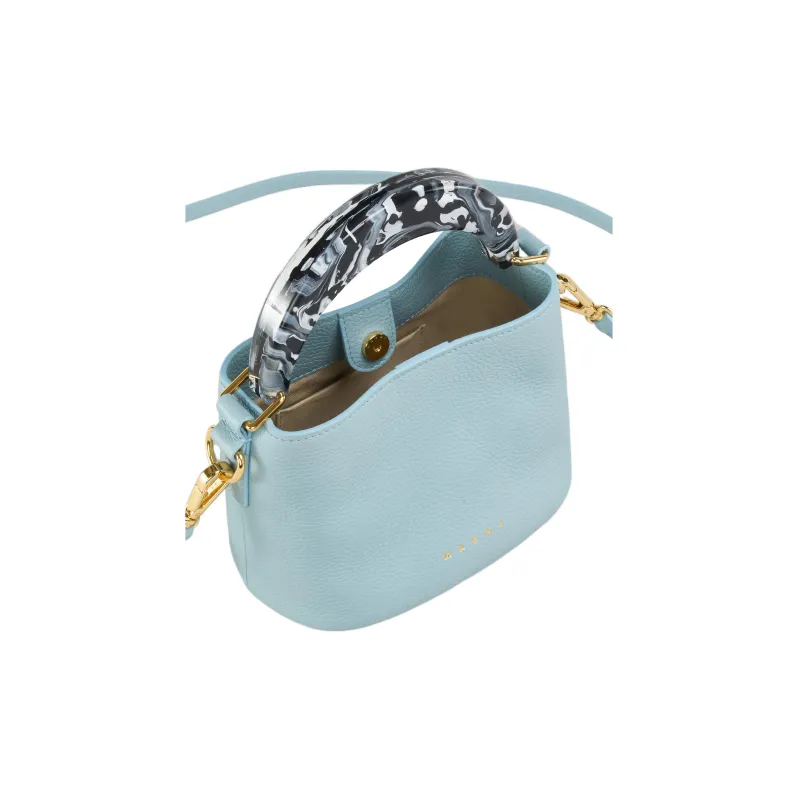MARNI Venice Calfskin Bucket Bags Shoulder Bag Crossbody Bag Handbag Mini Women's Light Blue-4