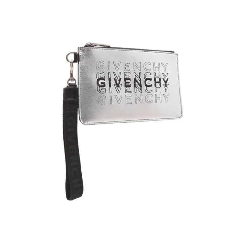 GIVENCHY Lambskin Clutch Men's Silver-1