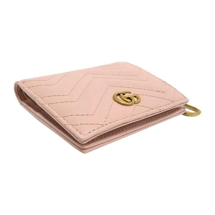 GUCCI GG Marmont Leather Wallet Money Clip Card Holder Women's Pink-2