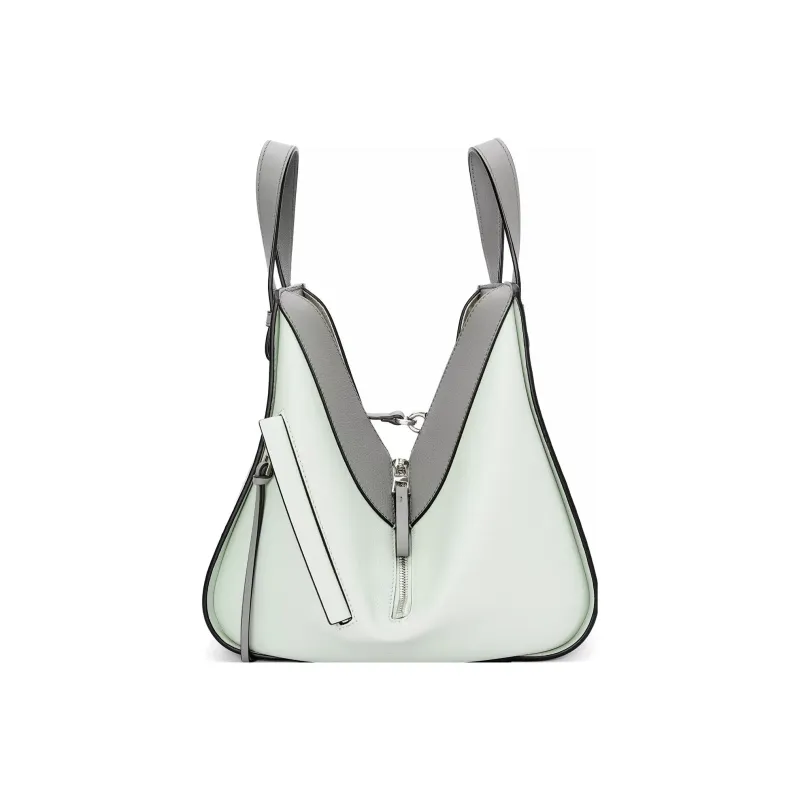LOEWE Hammock Calfskin Shoulder Bag Crossbody Bag Handbag Small Size Women's Gray/Light Green-3