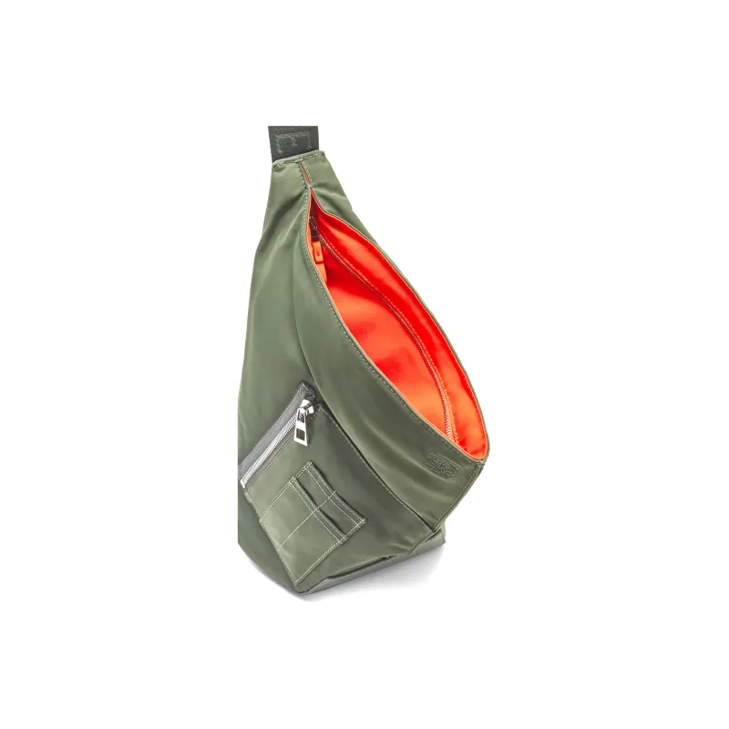 LOEWE Anton Nylon With Calfskin Crossbody Bags Shoulder Bags Men's Khaki Green-3