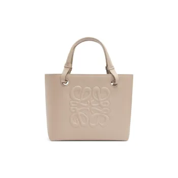 LOEWE Anagram Calfskin Tote Bag Shopping Bag Handbag Mini Women's Light Oat