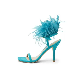 stuart weitzman Feather-detail Open-toe 115mm Sandals