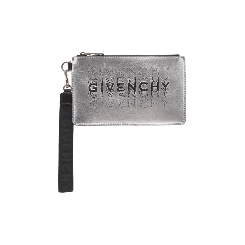GIVENCHY Lambskin Clutch Men's Silver-0