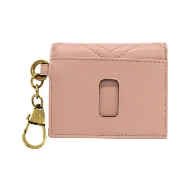GUCCI GG Marmont Leather Wallet Money Clip Card Holder Women's Pink-3