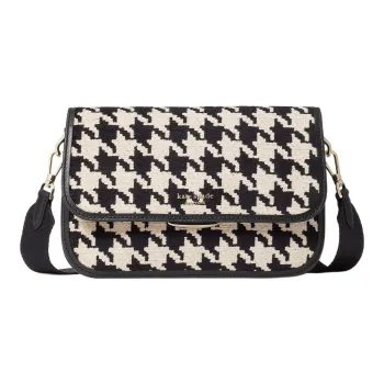 Kate Spade Buddie Snell Smooth Leather Trim Small Square Camera Bag Crossbody Bag Shoulder Bag Women's Black & White