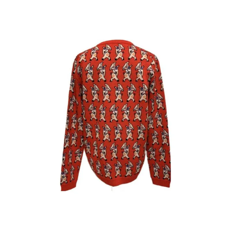 GUCCI Wool Pig Print V neck Sweater-1