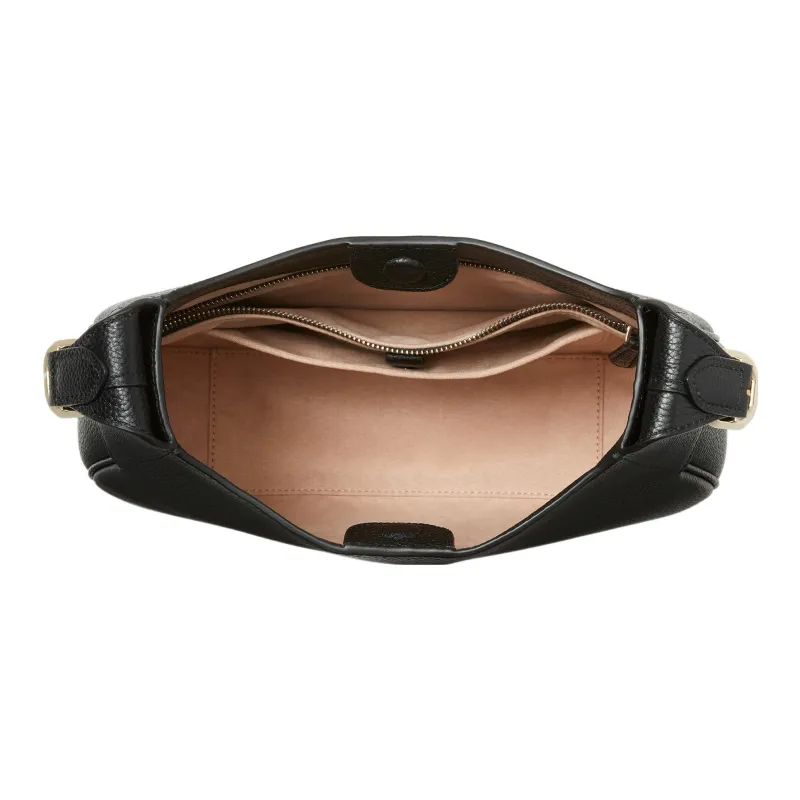 Kate Spade Litchi Grain Leather Hobo Bag, Shoulder Bag, Handbag Small Size Women's Black-4